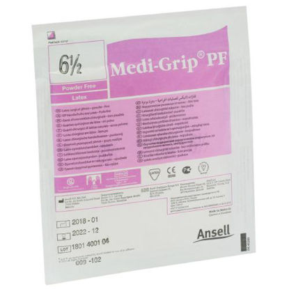 Світлина Рукавички хірургічні латексні стерильні неопудрені Medi-Grip PF (Меді-Гріп ПФ) розмір 6.5